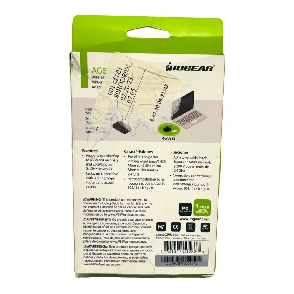 IOGear AC650 Wireless Dual-Band USB Mini Adapter - Picture 3 of 4